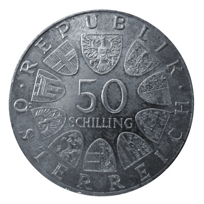 Österreich 50 Schilling 1974 12,80g Silber Dom zu Salzburg Rückseite