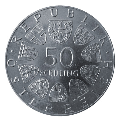 Österreich 50 Schilling 1978 12,80g Silber Franz Schubert Rückseite