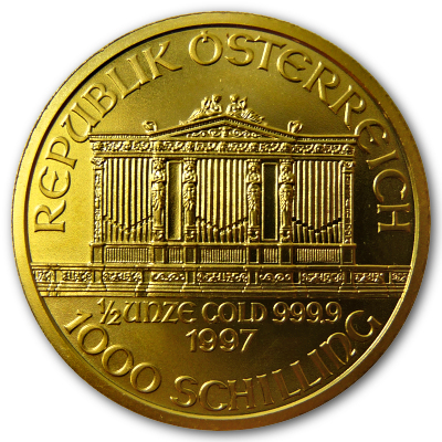 Österreich Gold Wiener Philharmoniker 1997 1/2 Oz Gold Rückseite