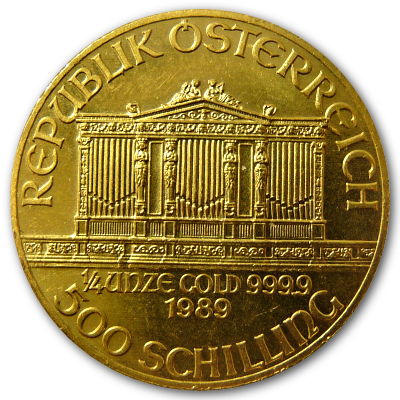Österreich Gold Wiener Philharmoniker 1989 1/4 Oz Gold Rückseite