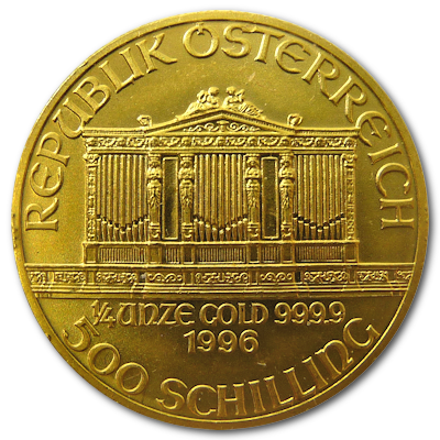 Österreich Gold Wiener Philharmoniker 1996 1/4 Oz Gold Rückseite