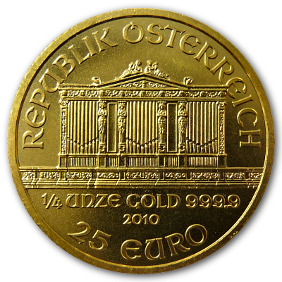 Österreich Gold Wiener Philharmoniker 2010 1/4 Oz Gold Rückseite