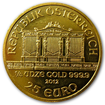Österreich Gold Wiener Philharmoniker 2012 1/4 Oz Gold Rückseite