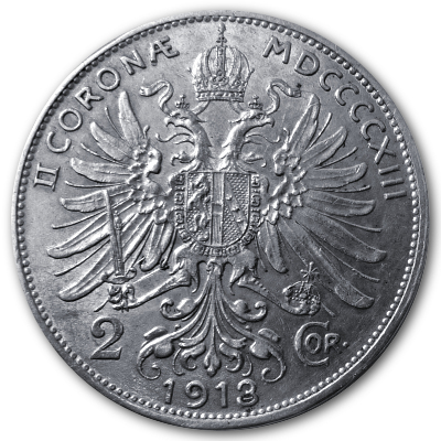 Österreich 2 Kronen 1913 8,35g Silber Rückseite