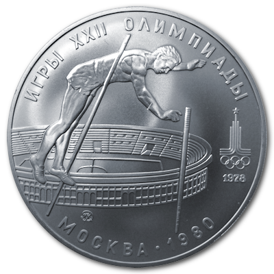 Russland 10 Rubel Olympiade Moskau 1978 30,00g Silber Stabhochsprung Vorderseite