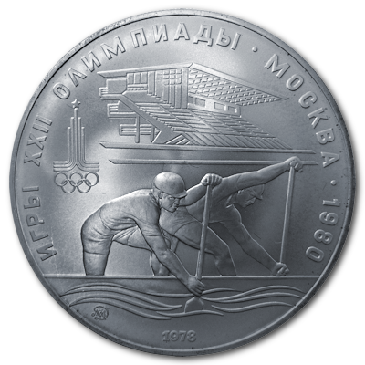 Russland 10 Rubel Olympiade Moskau 1978 30,00g Silber Zweier Kanadier Vorderseite