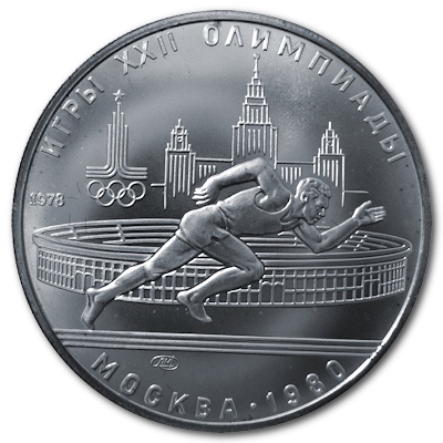 Russland 5 Rubel Olympiade Moskau 1978 15,00g Silber Läufer Vorderseite