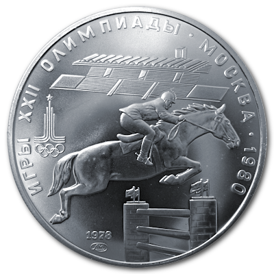 Russland 5 Rubel Olympiade Moskau 1978 15,00g Silber Springreiter Vorderseite