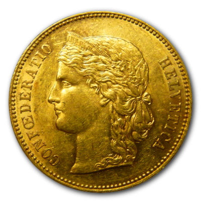 Schweiz 20 SFR Helvetia 1895 5,81g Gold Vorderseite