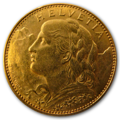 Schweiz 10 SFR Vreneli 1911 2,90g Gold Vorderseite