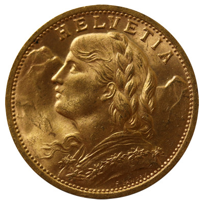 Schweiz 20 SFR Vreneli 1902 5,81g Gold Vorderseite