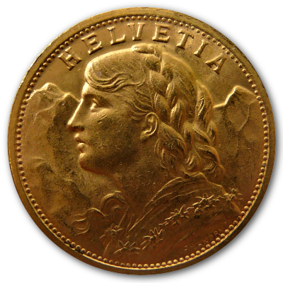 Schweiz 20 SFR Vreneli 1909 5,81g Gold Vorderseite
