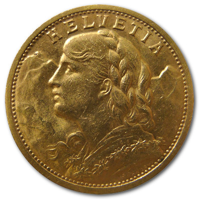 Schweiz 20 SFR Vreneli 1911 5,81g Gold Vorderseite