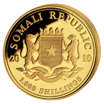 Somalia African Wildlife Gold Elefant 2010 1 Oz Gold