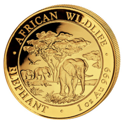Somalia African Wildlife Gold Elefant 2012 1 Oz Gold