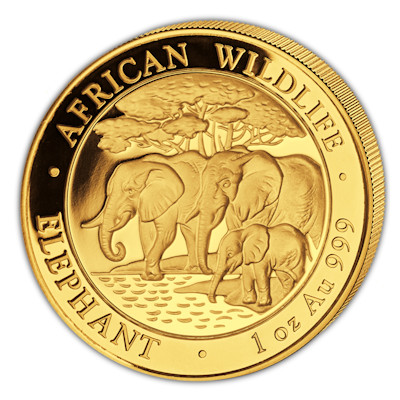 Somalia African Wildlife Gold Elefant 2013 1 Oz Gold