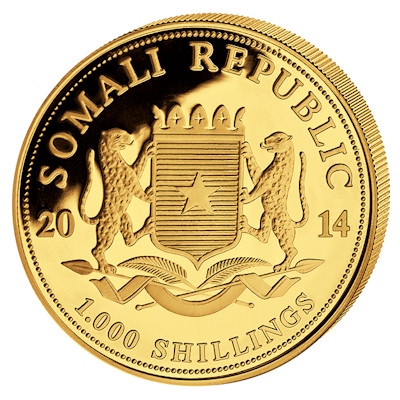 Somalia African Wildlife Gold Elefant 2014 1 Oz Gold