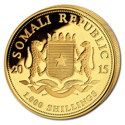 Somalia African Wildlife Gold Elefant 2015 1 Oz Gold