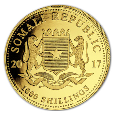 Somalia African Wildlife Gold Elefant 2017 1 Oz Gold