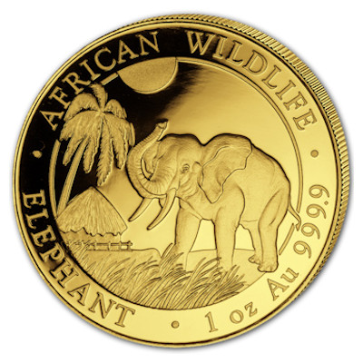 Somalia African Wildlife Gold Elefant 2017 1 Oz Gold