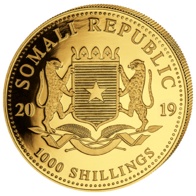 Somalia African Wildlife Gold Elefant 2019 1 Oz Gold