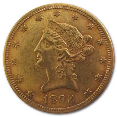 USA Liberty Head Gold Eagle 1892 15,04g Gold CC Vorderseite