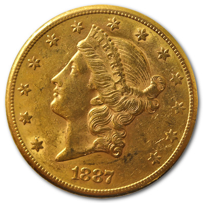 USA Liberty Head Gold Eagle 1887 30,09g Gold S Vorderseite