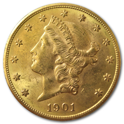 USA Liberty Head Gold Eagle 1901 30,09g Gold S Vorderseite